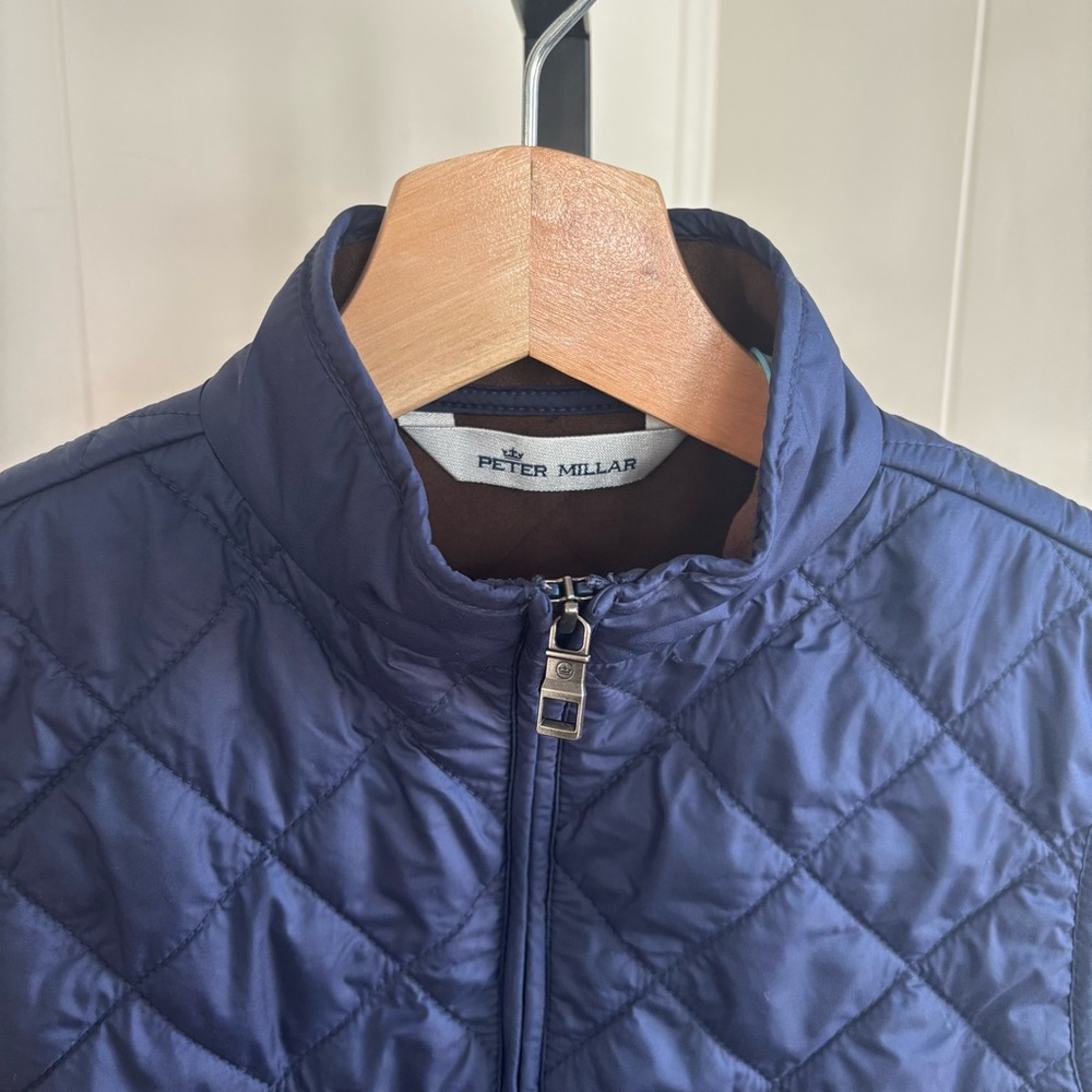 Peter Millar NWT Essex Quilted Full Zip Puffer Vest Navy Blue Boys Small (7-8)